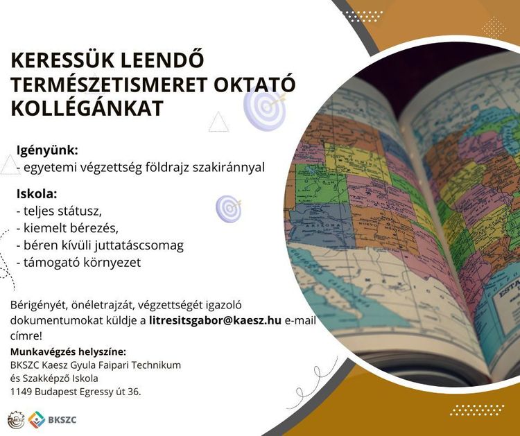 KERESSÜK leendő TERMÉSZETISMERET oktató kollégánkat!