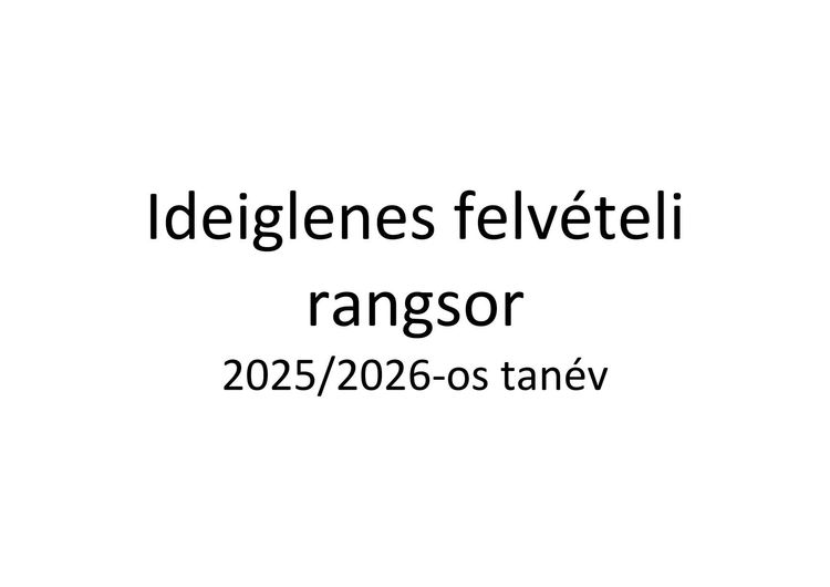Ideiglenes felvételi rangsor