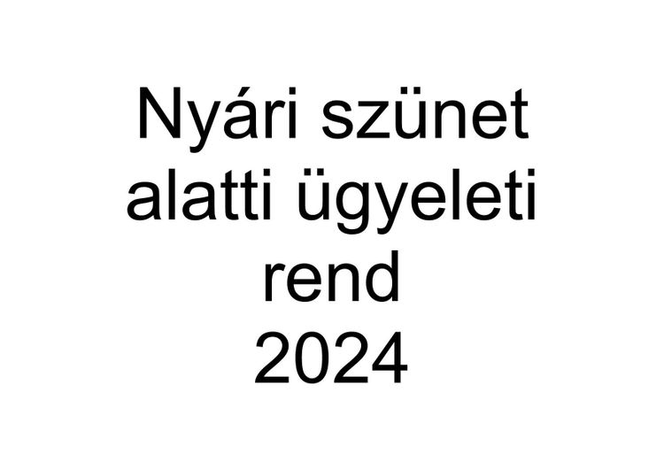 Nyári szünet alatti ügyeleti rend